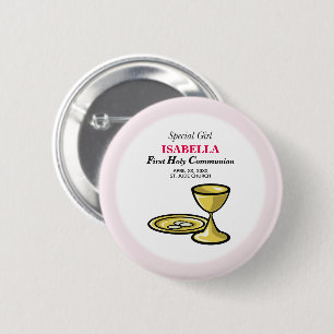 Badge Rond 5 Cm Personnalisez, Fille Spéciale, Première Communion