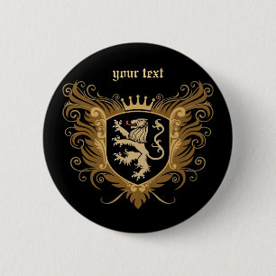 Badge Rond 5 Cm Personnalisez la crête de lion [foncée]