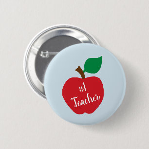 Badge Rond 5 Cm Personnalisez le cadeau de l'enseignant Pomme roug