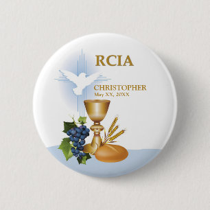 Badge Rond 5 Cm Personnalisez, RCIA Félicitations Sacrement Cathol