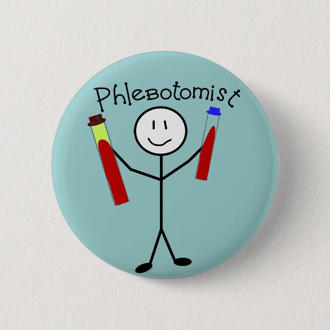 Badge Rond 5 Cm Personne de bâton de Phlebotomist (Devant)