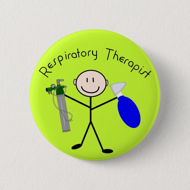 Badge Rond 5 Cm Personne de bâton de thérapeute respiratoire (Devant)