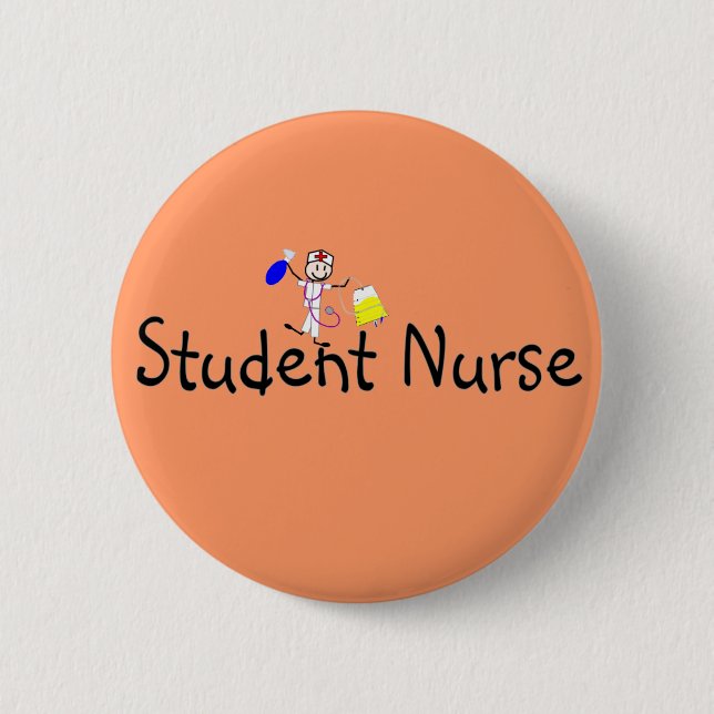 Badge Rond 5 Cm Personne de bâton d'élève-infirmière (Devant)