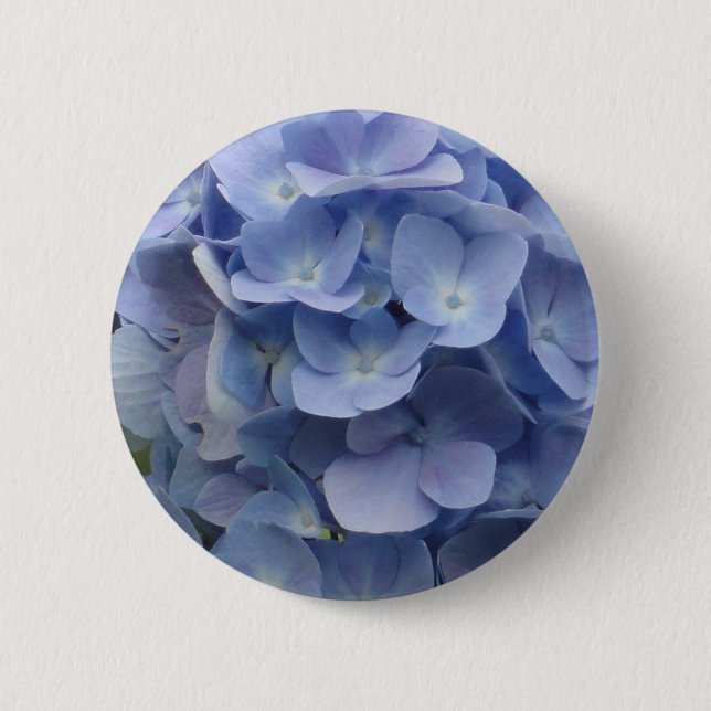 Badge Rond 5 Cm Pétales bleus d'hortensia (Devant)