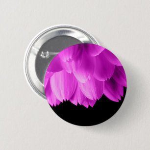 Badge Rond 5 Cm Pétales de fleurs rose vif sur fond noir