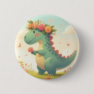 Badge Rond 5 Cm Petalosaurus (Une nouvelle race de Dinosaure)