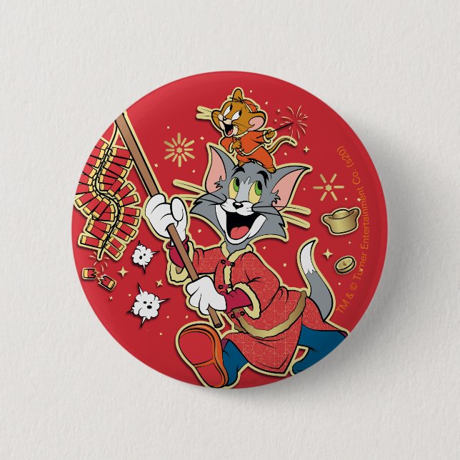 Badge Rond 5 Cm Pétards Tom & Jerry Lighting (Devant)