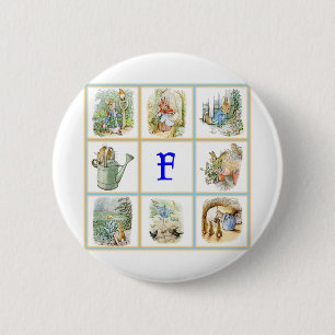 Badge Rond 5 Cm PETER RABBIT for children whose name begins with F