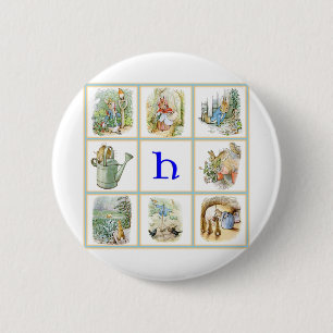 Badge Rond 5 Cm PETER RABBIT personalized with letter H