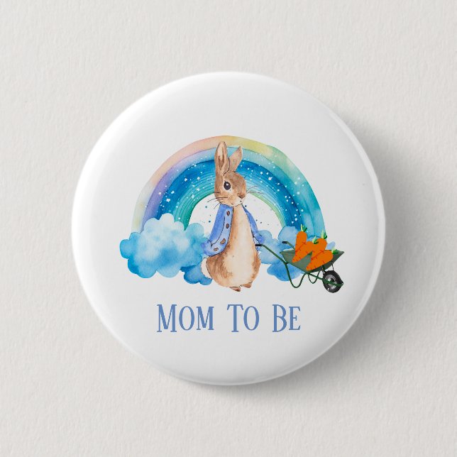 Badge Rond 5 Cm Peter Rabbit Rainbow Carottes Maman Être (Devant)