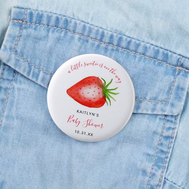 Badge Rond 5 Cm Petit Baby shower de fraises doux (Créateur téléchargé)