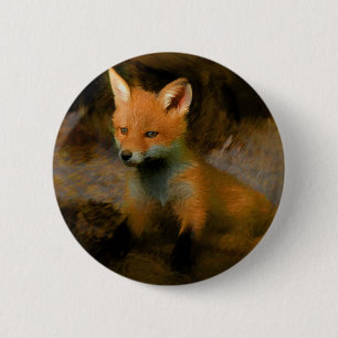 Badge Rond 5 Cm Petit bébé Fox Cub Portrait