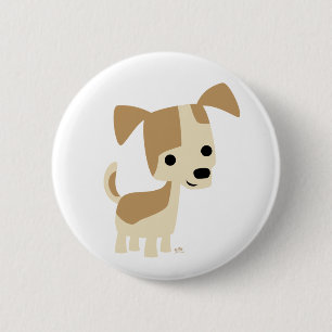 Badge Rond 5 Cm Petit chien de caricature curieux