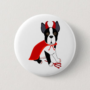 Badge Rond 5 Cm Petit chien de Halloween de diable