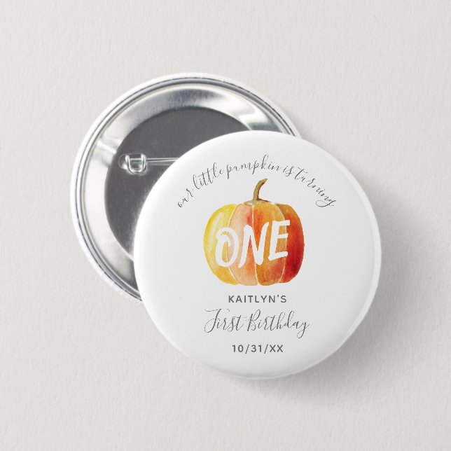 Badge Rond 5 Cm Petit Citrouille 1er anniversaire (Devant & derrière)