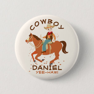 Badge Rond 5 Cm Petit cow-boy cool et cheval fête d'anniversaire