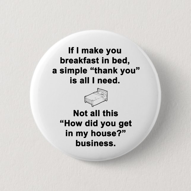 Badge Rond 5 Cm Petit déjeuner en Bed (Devant)