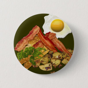Badge Rond 5 Cm Petit-déjeuner Oeufs de bacon paysager