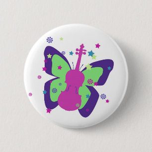 Badge Rond 5 Cm Petit enfant de violon de papillon