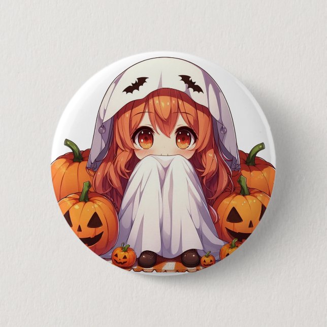 Badge Rond 5 Cm Petit fantôme pour Halloween (Devant)