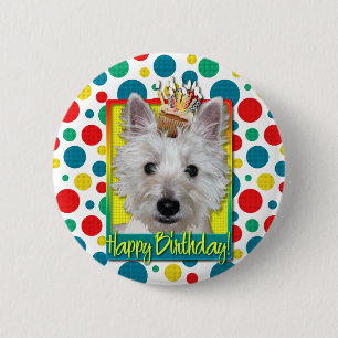 Badge Rond 5 Cm Petit gâteau d'anniversaire - Westie - réservoir
