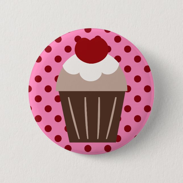 Badge Rond 5 Cm Petit gâteau de cerise de chocolat de KRW (Devant)