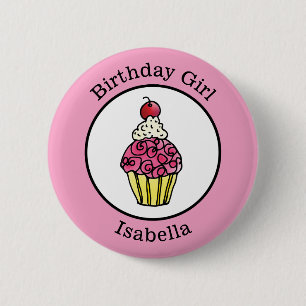 Badge Rond 5 Cm Petit gâteau de fille d'anniversaire personnalis