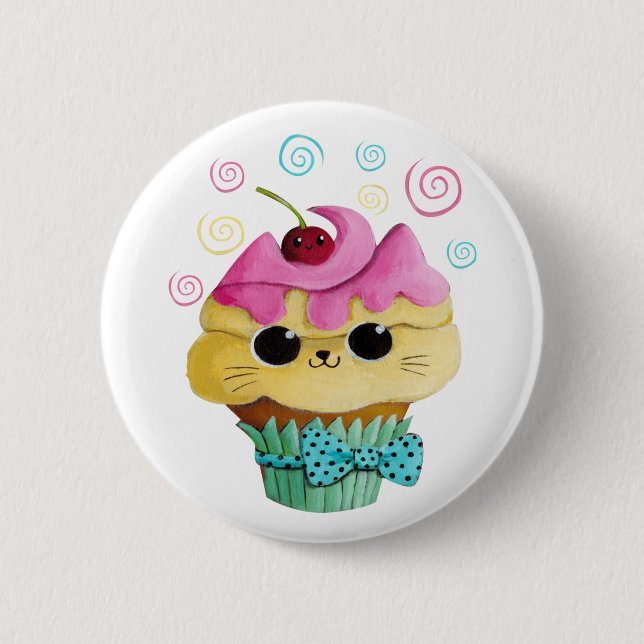 Badge Rond 5 Cm Petit gâteau mignon de Kitty (Devant)