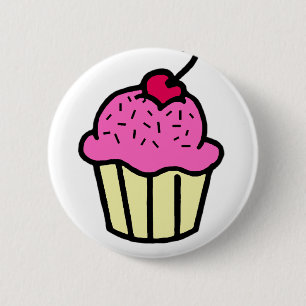 Badge Rond 5 Cm Petit gâteau rose