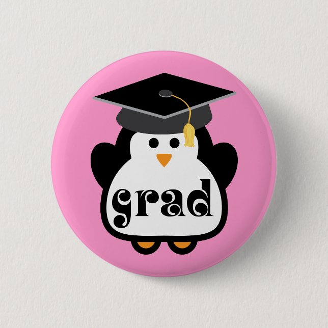 Badge Rond 5 Cm Petit Grad Penguin Graduation Cadeau (Devant)