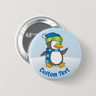 Badge Rond 5 Cm Petit manchot marchant sur la neige