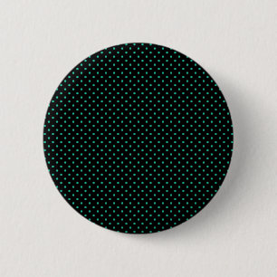 Badge Rond 5 Cm Petit Motif Pois noir et vert émeraude