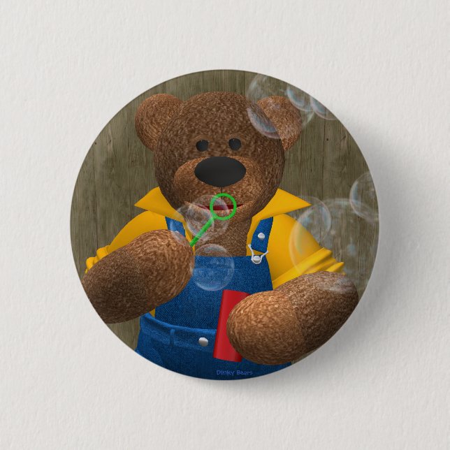 Badge Rond 5 Cm Petit ours : Bulles de soufflement (Devant)