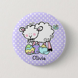 Badge Rond 5 Cm Petit Pin de Pâques d'agneau (pd)