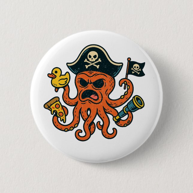 Badge Rond 5 Cm Petite broche à Octopus Mutant - Vibes de Tentacle (Devant)