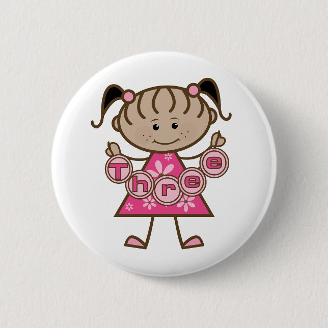 Badge Rond 5 Cm Petite fille 3e anniversaire Tshirts et cadeaux (Devant)
