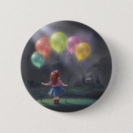 Badge Rond 5 Cm Petite fille mignonne avec des ballons