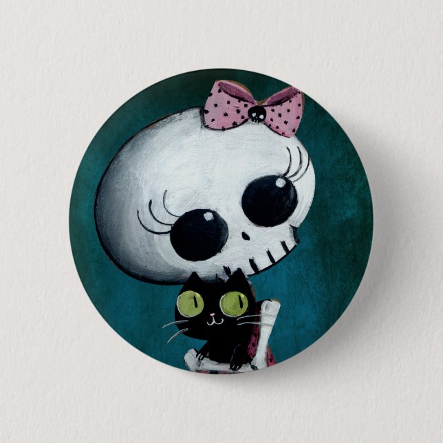 Badge Rond 5 Cm Petite Mlle Death - beauté de Halloween (Devant)