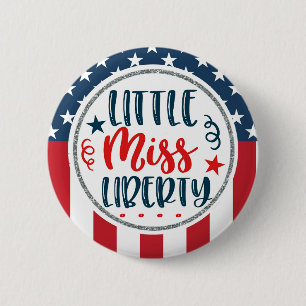 Badge Rond 5 Cm Petite Mlle patriote Liberty American