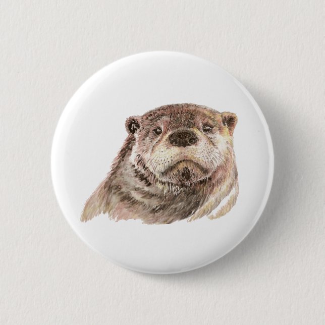 Badge Rond 5 Cm Petite Otter, Mignonne Nature Animale (Devant)