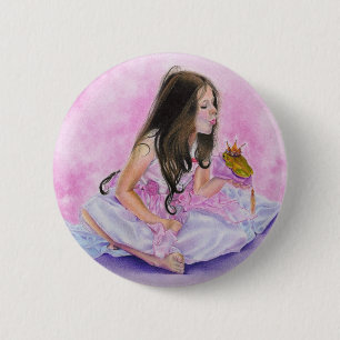 Badge Rond 5 Cm Petite princesse Kissing Frog Button