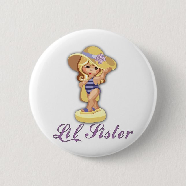 Badge Rond 5 Cm Petite soeur de la plage (Devant)