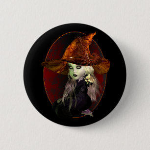Badge Rond 5 Cm Petite sorcière éffrayante