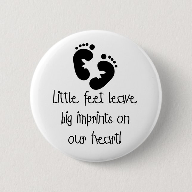 Badge Rond 5 Cm Petits pieds de grand noir d'empreintes (Devant)