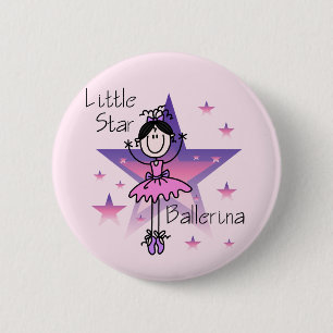 Badge Rond 5 Cm Peu de cheveux Ballerine-Noirs d'étoile