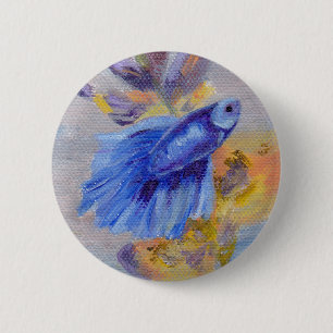 Badge Rond 5 Cm Peu de poissons bleus de Betta