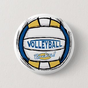 Badge Rond 5 Cm Peut-on creuser son volley-ball Blue Gold ?