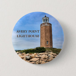 Badge Rond 5 Cm Phare d'Avery Point, bouton Connecticut Pin