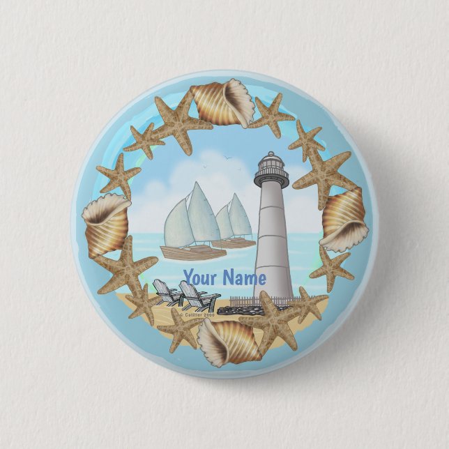 Badge Rond 5 Cm Phare de Biloxi (Devant)