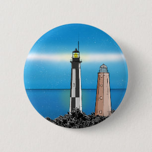 Badge Rond 5 Cm Phare de Cape Henry la nuit